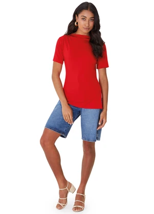 Malwee - Blusa Assimétrica com Torção Vermelho - MALWEE
