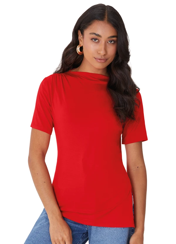 Malwee - Blusa Assimétrica com Torção Vermelho