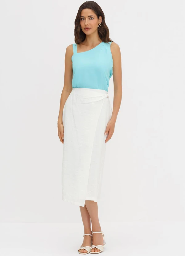 Principessa - Blusa Assimétrica em Crepe Azul Turquesa Olga 3