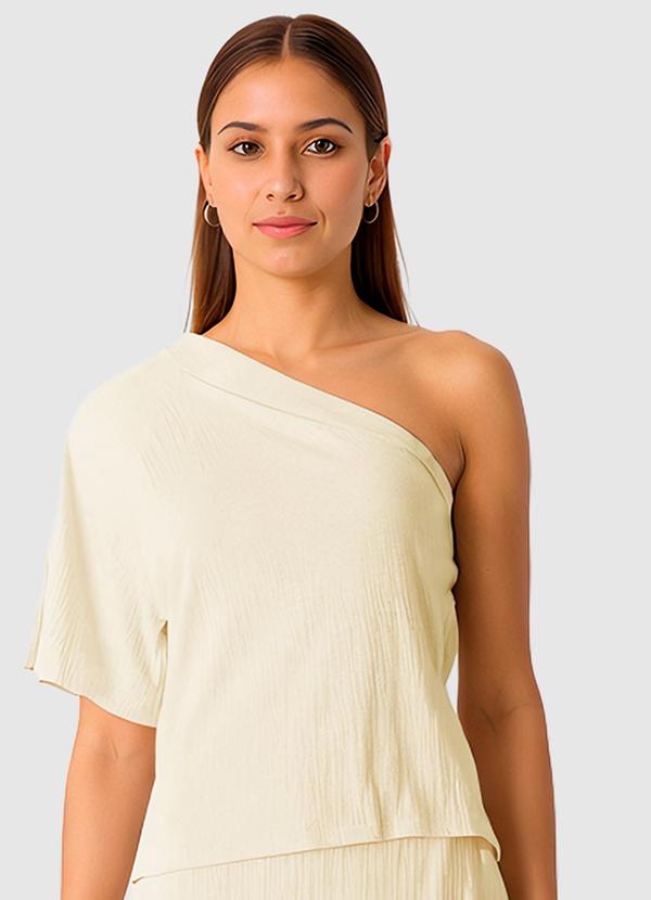Malwee - Blusa Assimétrica em Malha Linho Off White 1