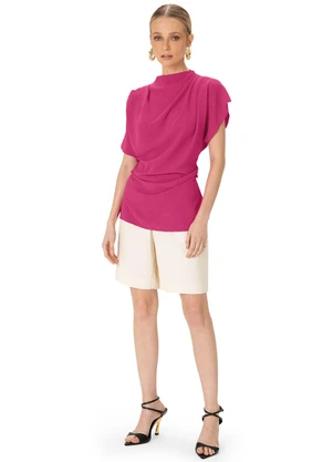 Enfim - Blusa Assimétrica Texturizada Rosa - ENFIM