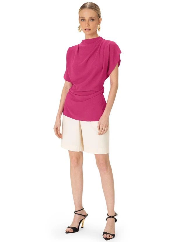 Enfim - Blusa Assimétrica Texturizada Rosa 2