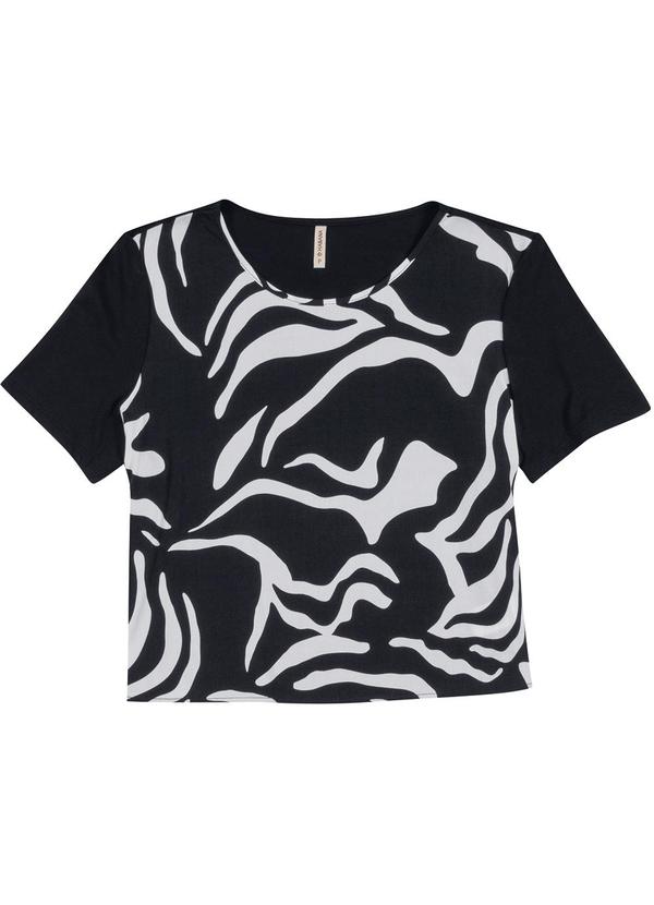Habana - Blusa Atura do Cós Estampada Preto