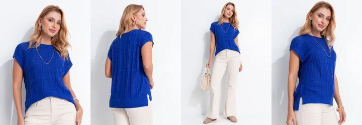 Blusa Azrul Royal em Tricot