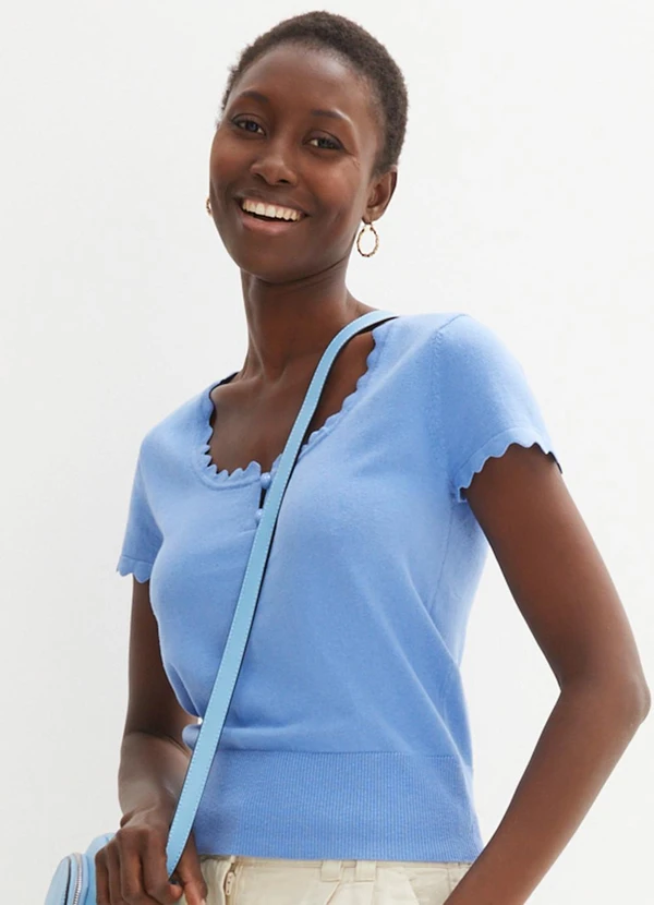 bonprix - Blusa Azul Bebê em Tricô