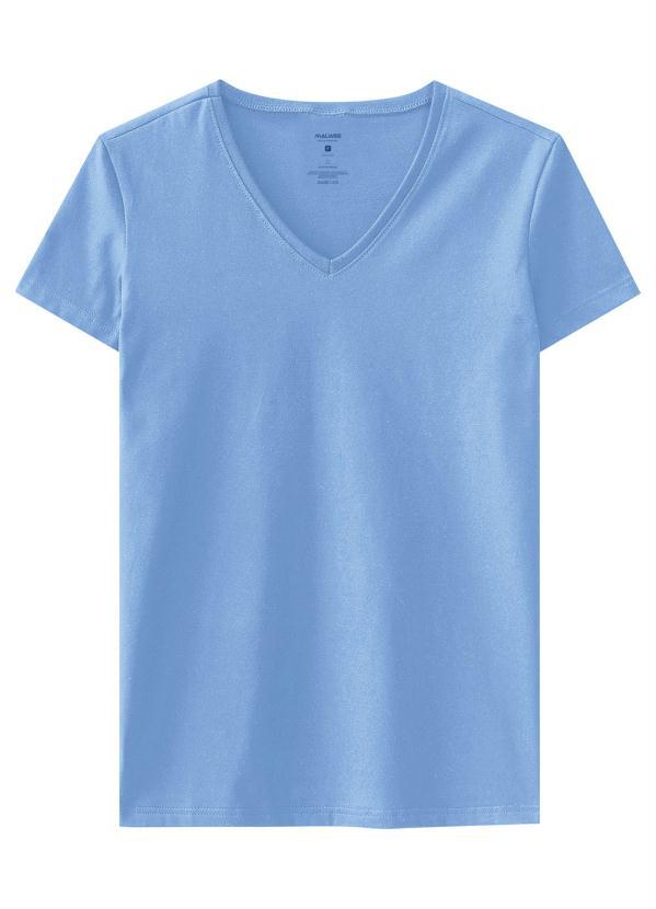 Malwee - Blusa Azul Claro Decote V Feminino