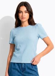 Blusa Azul Claro em Malha Texturizada