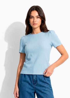 Blusa (Azul Claro) em Malha Texturizada