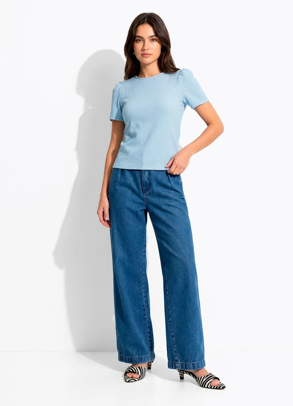 Quintess - Blusa Azul Claro em Malha Texturizada 3