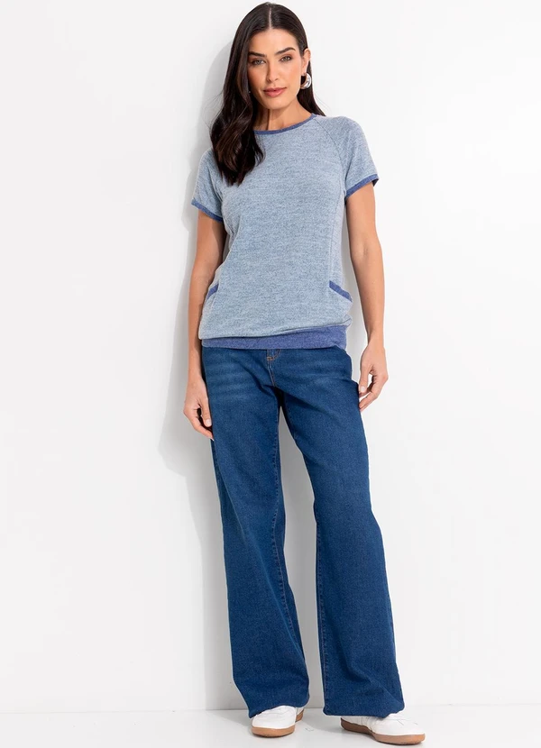 Quintess - Blusa Azul Claro em Malha Tricô 3