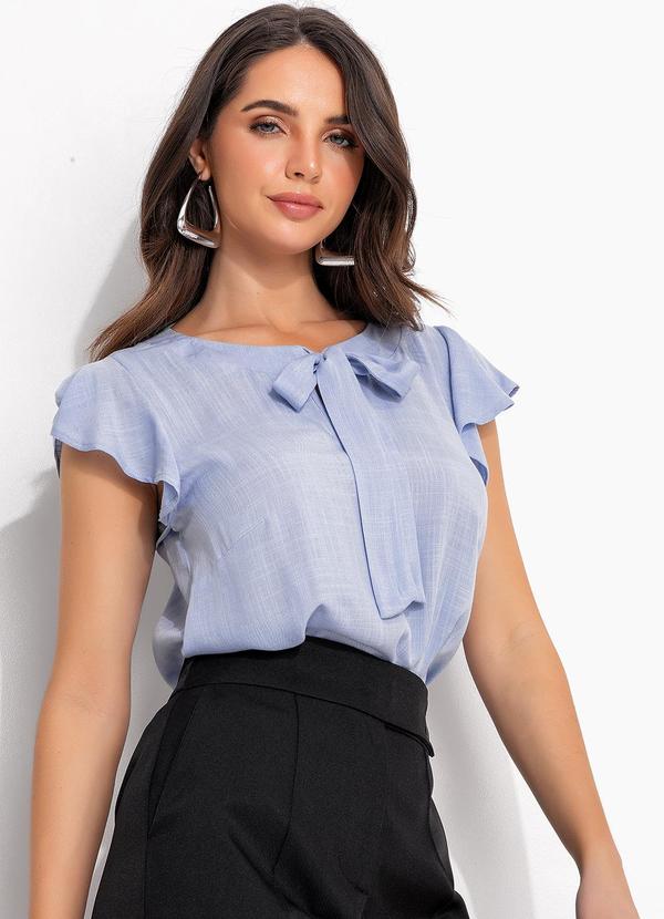 Quintess - Blusa Azul Claro em Viscose Plana 5