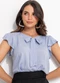 Quintess - Blusa Off White em Viscose Plana - variação: Azul Claro