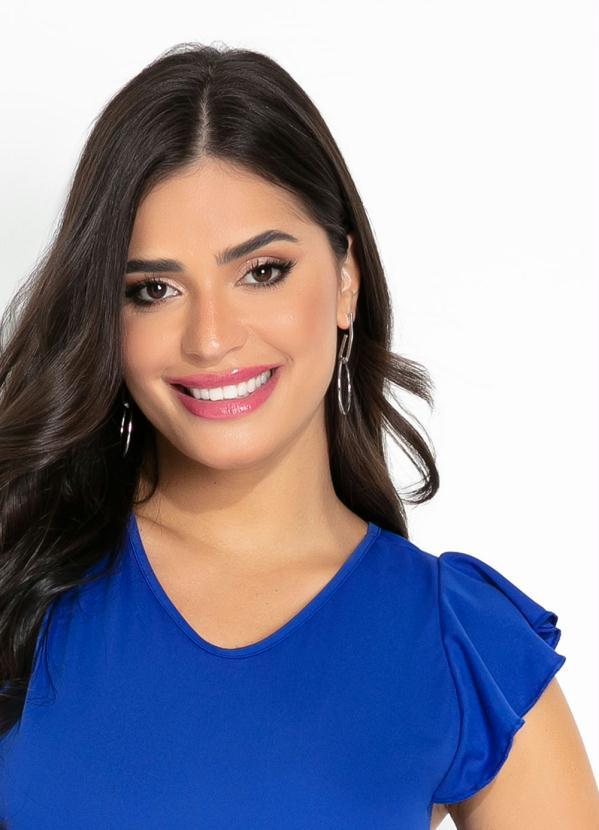 Outlet - Blusa Azul com Babados Moda Evangélica 3