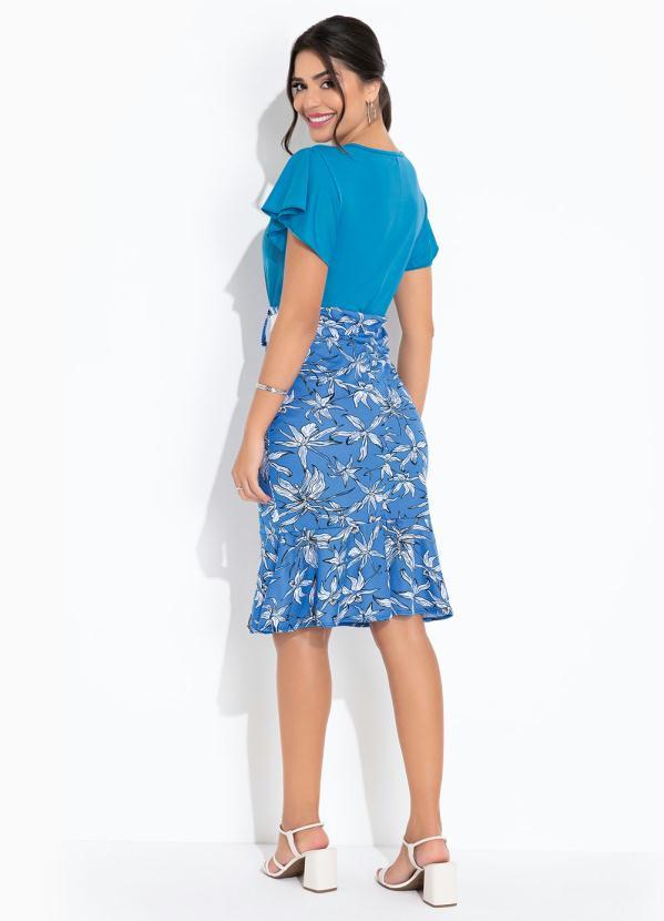 Outlet - Blusa Azul com Botão Moda Evangélica 5