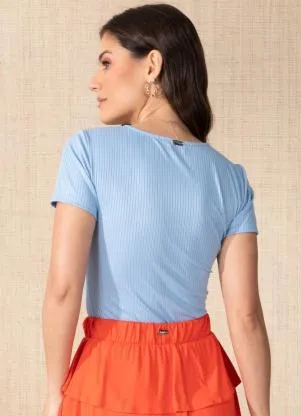 Quintess - Blusa Azul com Recorte Vazado - QUINTESS