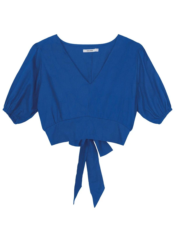 Malwee - Blusa Azul Cropped com Amarração 3