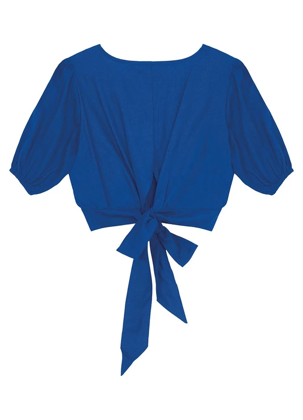 Malwee - Blusa Azul Cropped com Amarração 4