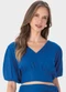 Malwee - Blusa Azul Cropped com Amarração - variação: Azul