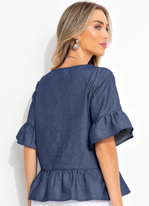 Bimini - Blusa Azul em Jeans Leve 2