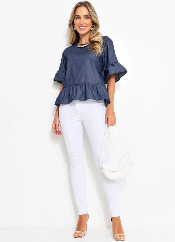 Bimini - Blusa Azul em Jeans Leve 3
