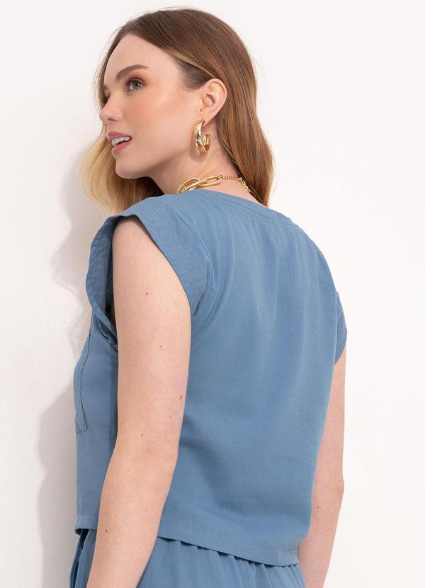 Quintess - Blusa Azul em Linho 2