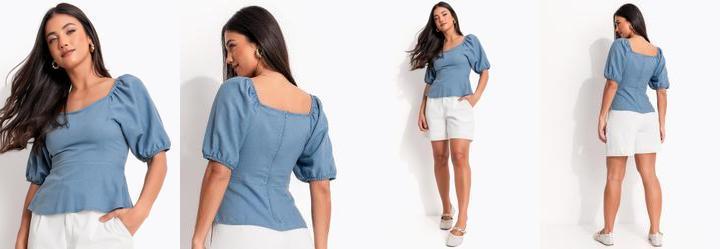 Blusa Azul em Linho