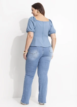 Quintess - Blusa Azul em Linho - QUINTESS