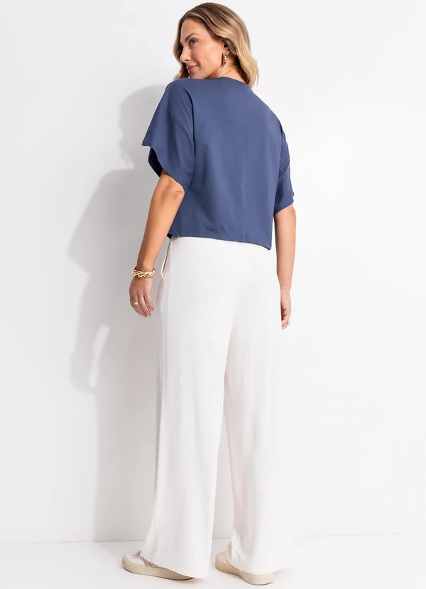 Quintess - Blusa Azul em Malha de Algodão Penteado 9