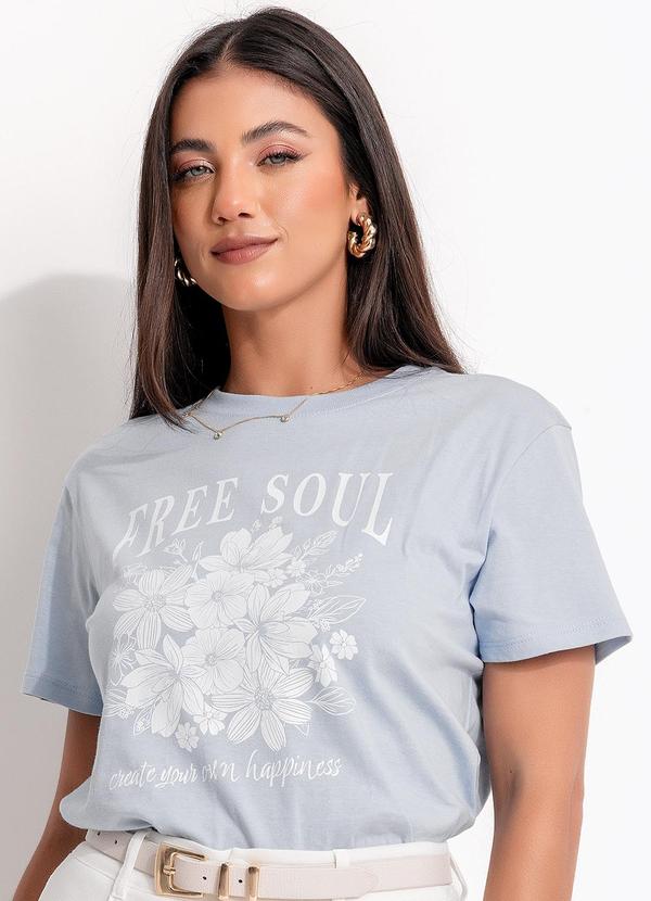 Blusa (Azul) em Malha de Algodo Penteado