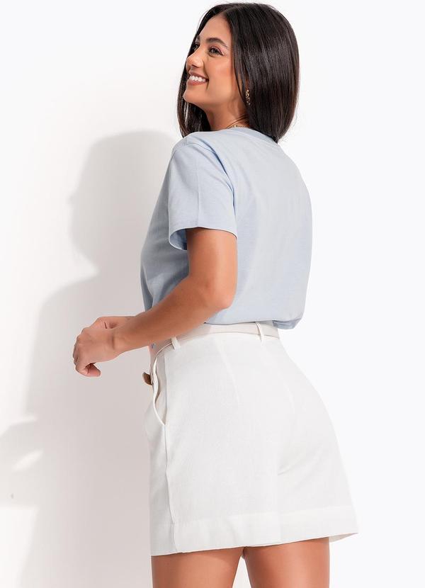 Quintess - Blusa Azul em Malha de Algodão Penteado 4