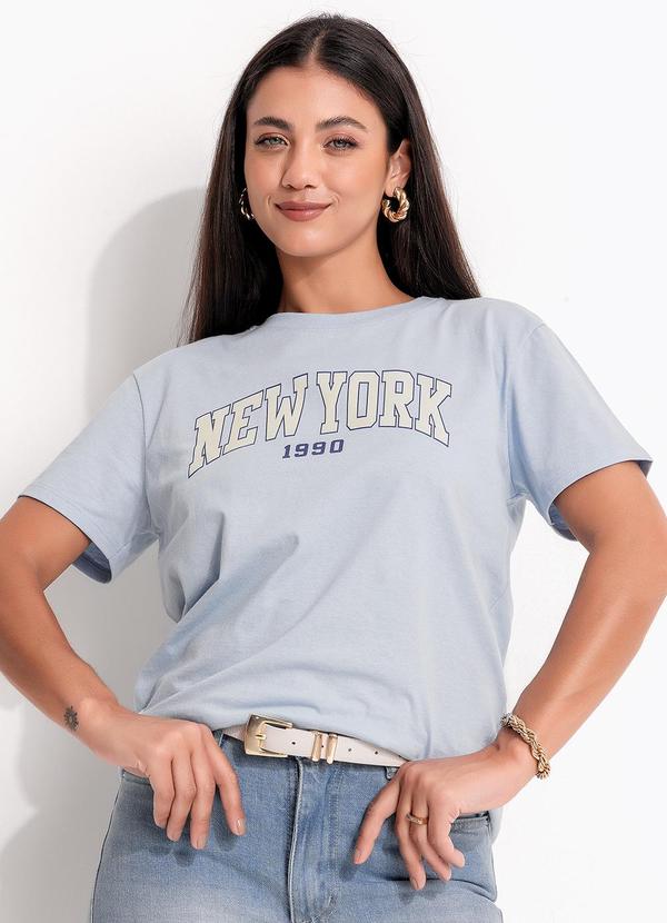 Blusa (Azul) em Malha de Algodo Penteado
