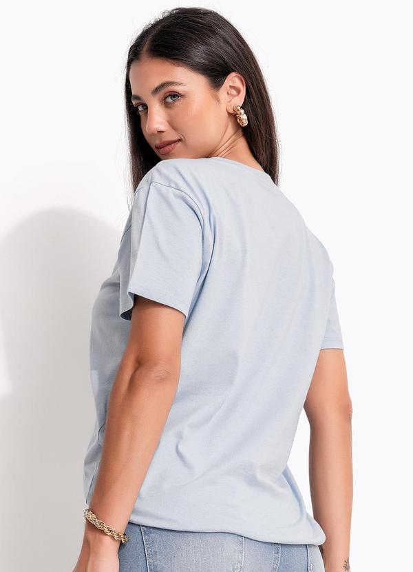 Quintess - Blusa Azul em Malha de Algodão Penteado 3