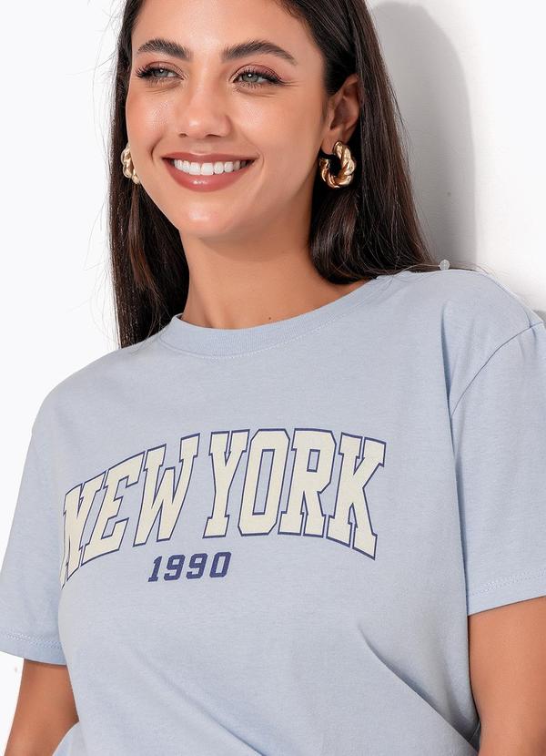 Quintess - Blusa Azul em Malha de Algodão Penteado 6