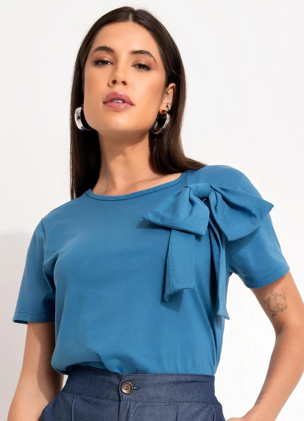 Bimini - Blusa Azul em Malha de Algodão