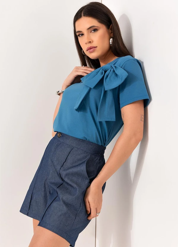 Bimini - Blusa Azul em Malha de Algodão 10