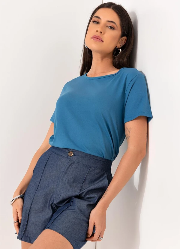 Bimini - Blusa Azul em Malha de Algodão 11