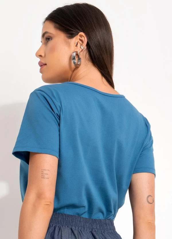 Bimini - Blusa Azul em Malha de Algodão 2