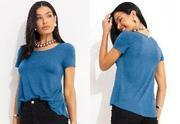 Blusa Azul em Malha de Viscose