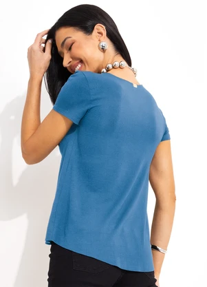 Quintess - Blusa Azul em Malha de Viscose - QUINTESS
