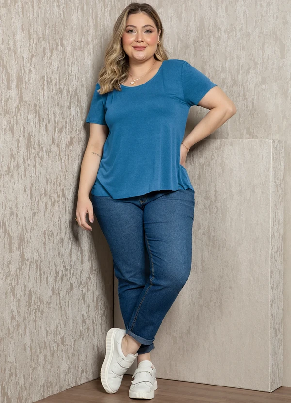 Quintess - Blusa Azul em Malha de Viscose 6