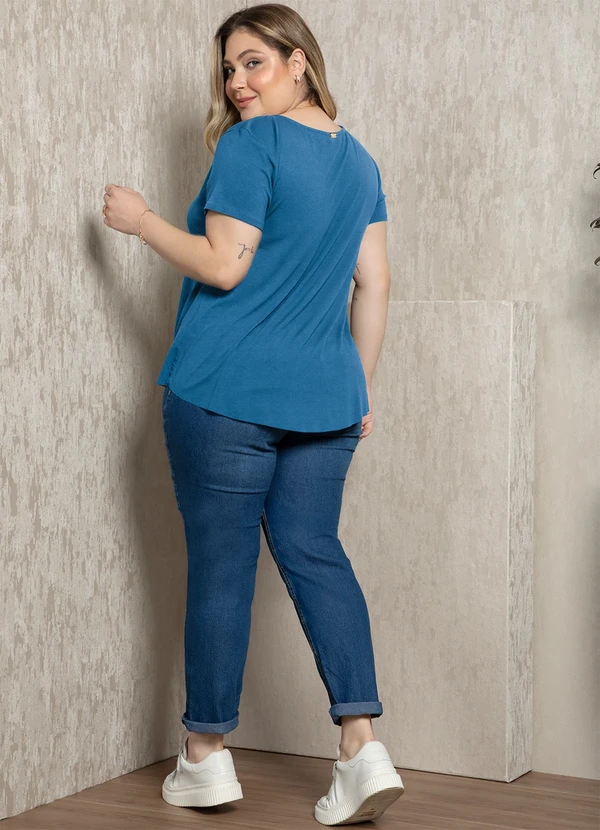 Quintess - Blusa Azul em Malha de Viscose 7