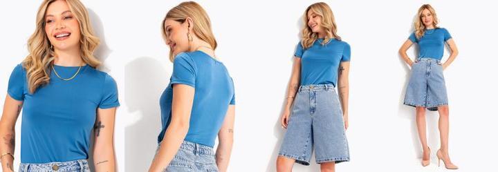 Blusa Azul em Malha Fria