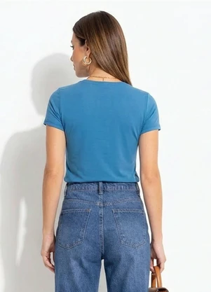 Quintess - Blusa Azul em Malha Fria - QUINTESS