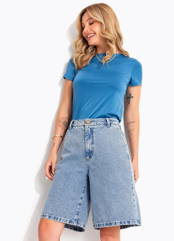 Quintess - Blusa Azul em Malha Fria 7