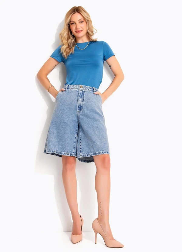 Quintess - Blusa Azul em Malha Fria