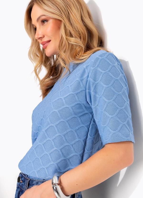Blusa (Azul) em Malha Tric�
