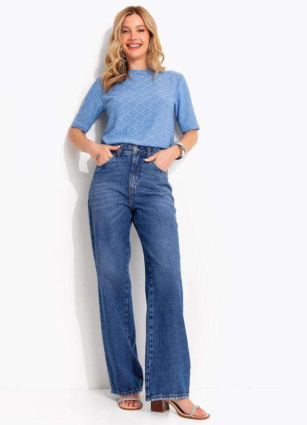 Quintess - Blusa Azul em Malha Tricô 3