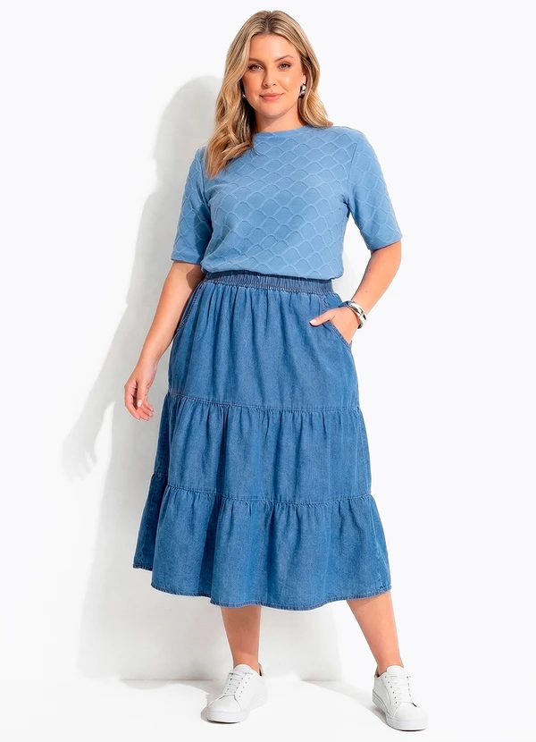 Quintess - Blusa Azul em Malha Tricô 5