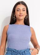 Blusa Azul em Malha Tric