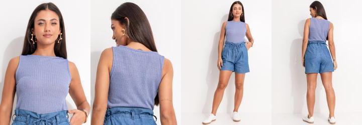 Blusa Azul em Malha Tric